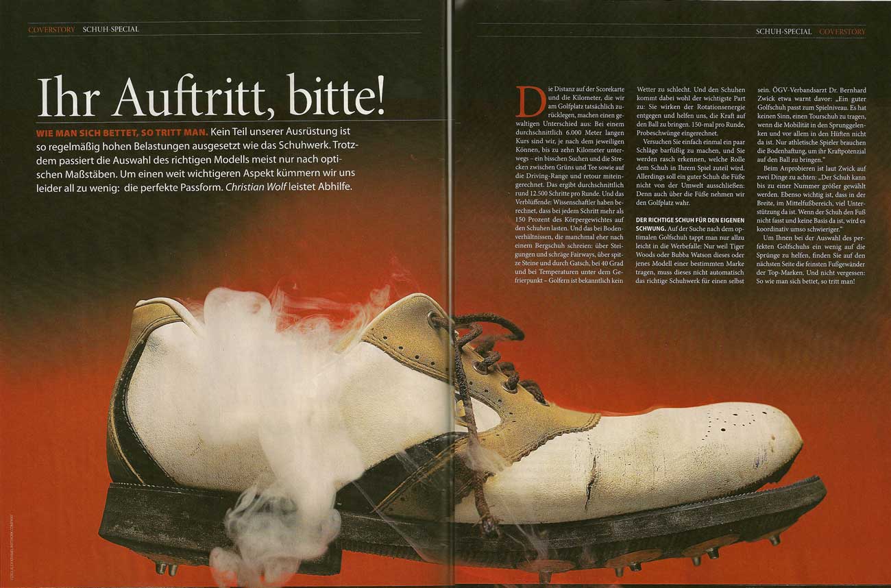 In der Ausgabe 2/2012 widmete sich die Golfrevue – das offizielle Magazin des österreichischen Golfverbandes – ganz dem Thema Schuhe mit perfekter Passform